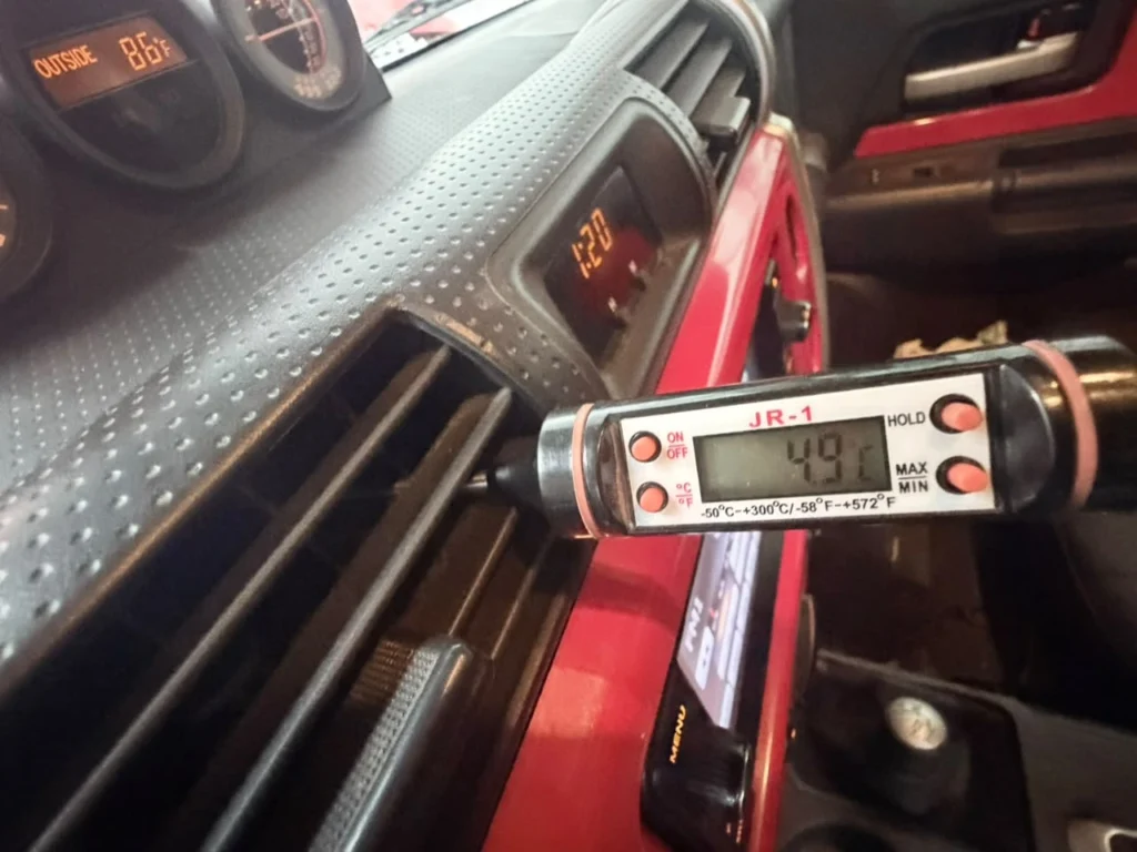 Final Check of inside temperature after AC gas Refill
