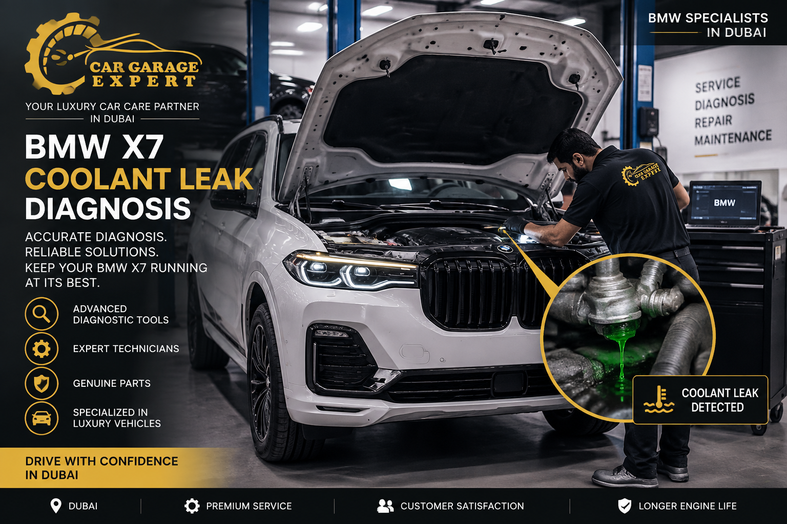BMW X7 Coolant Leak Diagnosis